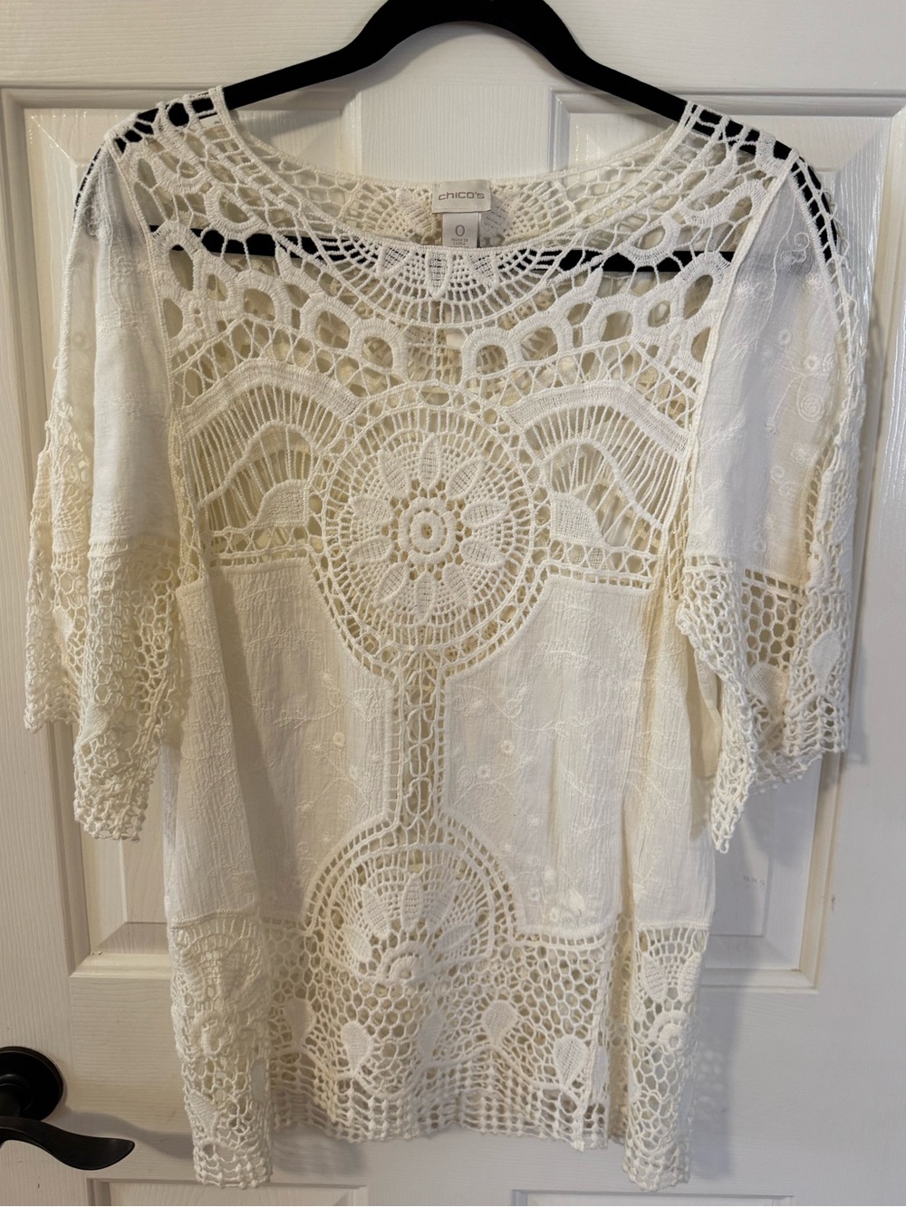 Chico's Ivory Crochet Top